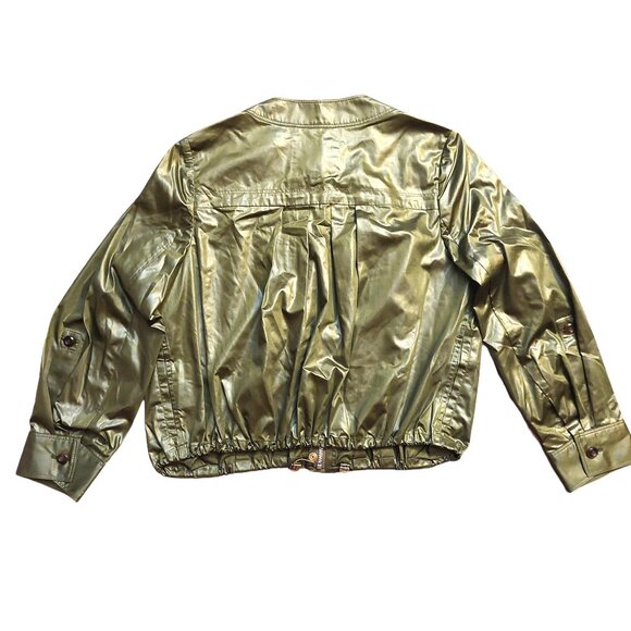 Richmond X Olive Green Pleated Cropped 3/4 Sleeve Jacket Sz 42 NWT - Picture 9 of 16